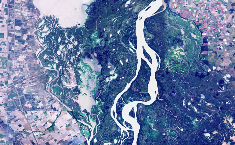 Imagen aérea del río Paraná